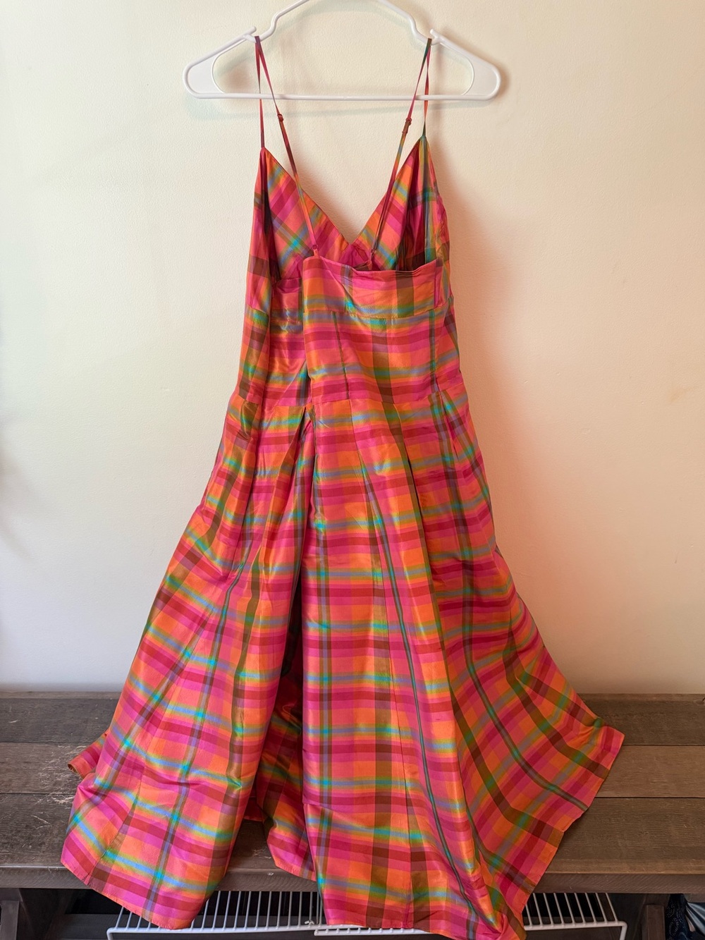 Isaac Mizrahi Bright Pink Plaid Fit-and-Flare silk Dress - Picture 5 of 7